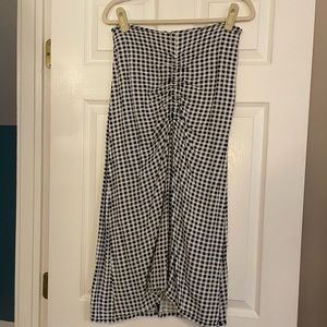 Urban Outfitters Gingham Checked MIDI Ruched Skirt